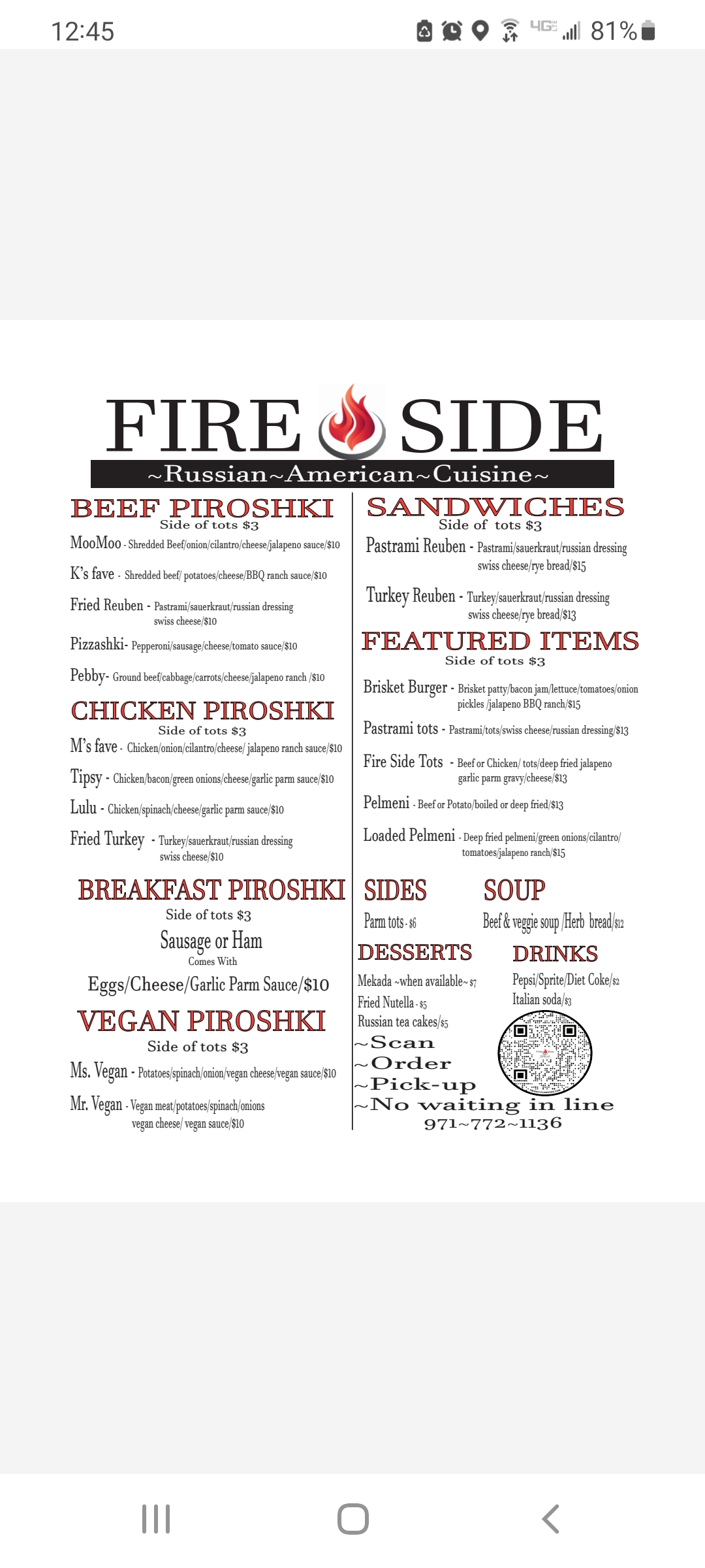 Fire Side Russian~American~Cuisine food truck profile image